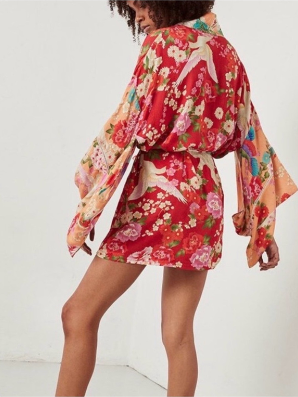 Spell Delilah Patchwork Short Kimono - Ruby - NWT
